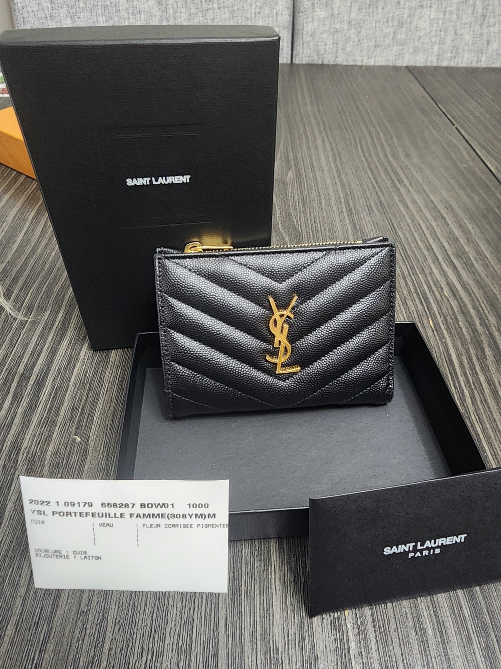 Saint Laurent Black Quilted Leather Wallet